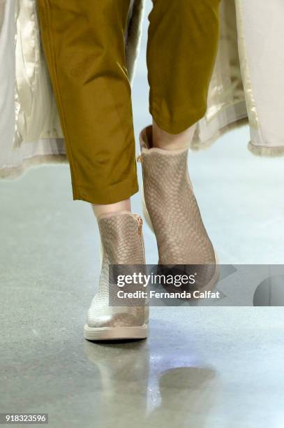 Model walks the runway for Marcel Ostertag, shoe detail, during New York Fashion Week: The Shows at Gallery II at Spring Studios on February 14, 2018...