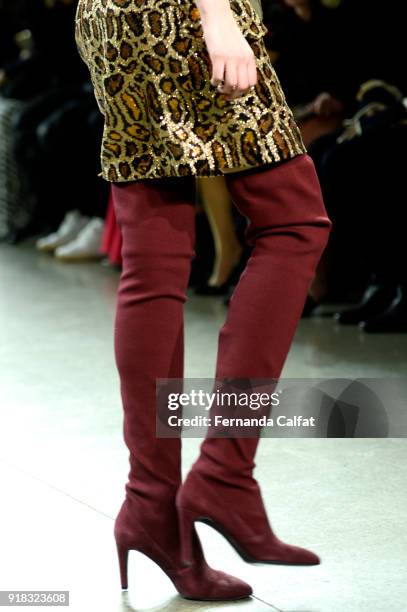 Model walks the runway for Marcel Ostertag, shoe detail, during New York Fashion Week: The Shows at Gallery II at Spring Studios on February 14, 2018...