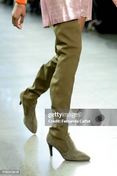 Model walks the runway for Marcel Ostertag, shoe detail, during New York Fashion Week: The Shows at Gallery II at Spring Studios on February 14, 2018...