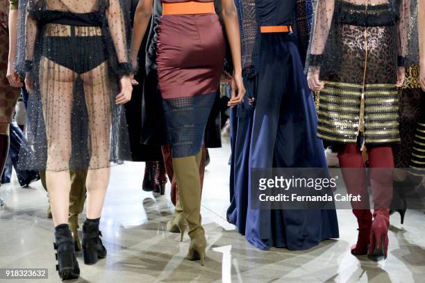 Model walks the runway for Marcel Ostertag, shoe detail, during New York Fashion Week: The Shows at Gallery II at Spring Studios on February 14, 2018...