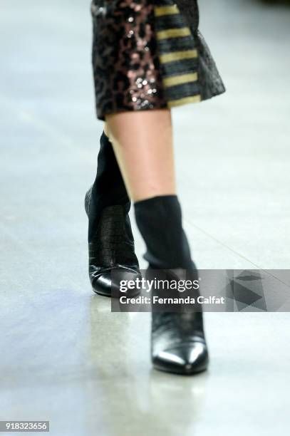 Model walks the runway for Marcel Ostertag, shoe detail, during New York Fashion Week: The Shows at Gallery II at Spring Studios on February 14, 2018...