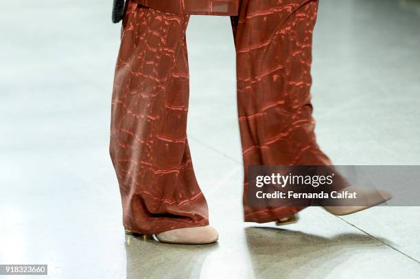 Model walks the runway for Marcel Ostertag, shoe detail, during New York Fashion Week: The Shows at Gallery II at Spring Studios on February 14, 2018...