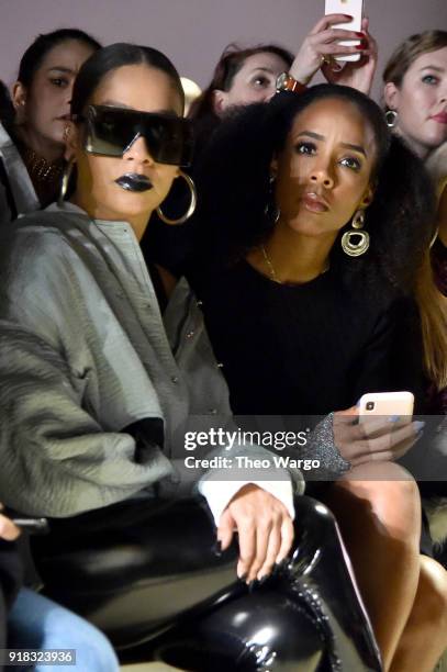 LaLa Anthony and Kelly Rowland attend the Esteban Cortazar front row during New York Fashion Week: The Shows at Gallery I at Spring Studios on...