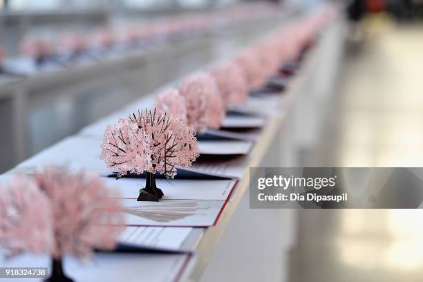 View of the LovePop cards on display during the Leanne Marshall front row during New York Fashion Week: The Shows at Gallery II at Spring Studios on...