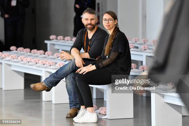 Designer Leanne Marshall watches the rehearsal during the Leanne Marshall front row during New York Fashion Week: The Shows at Gallery II at Spring...