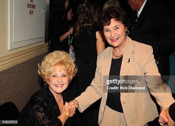 Singer Brenda Lee and honoree Joan Saltell attend the IEBA 2009 Honors at Ryman Auditorium on October 12, 2009 in Nashville, Tennessee.