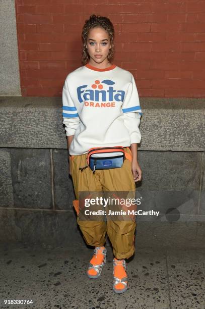 Jasmine Sanders attends the Marc Jacobs Fall 2018 Show at Park Avenue Armory on February 14, 2018 in New York City.