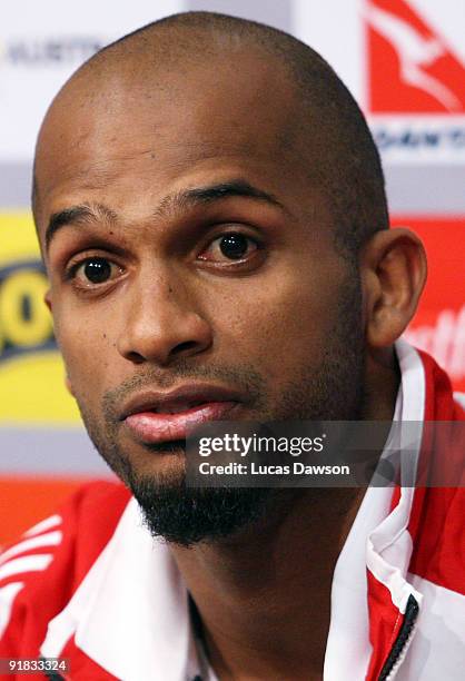 Ali al-Habsi of Oman talks to the media during an Oman press conference at Etihad Stadium on October 13, 2009 in Melbourne, Australia.