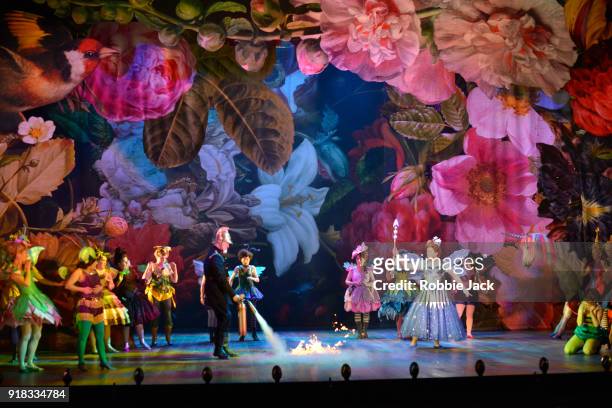 Artists of the company in English National Opera's production of Gilbert and Sullivan's Iolanthe at The London Coliseum on February 12, 2018 in...