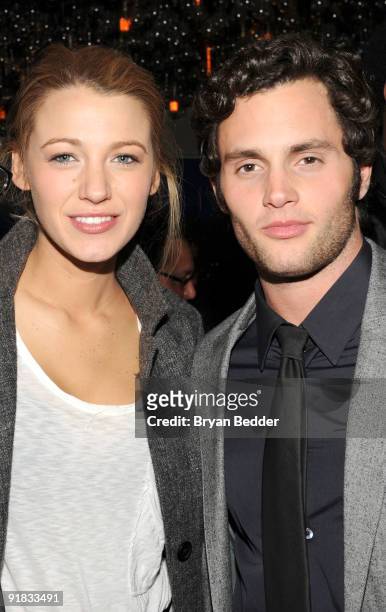 Actors Penn Badgley and Blake Lively attend the after party for the premiere of "The Stepfather" at the Gramercy Park Hotel on October 12, 2009 in...