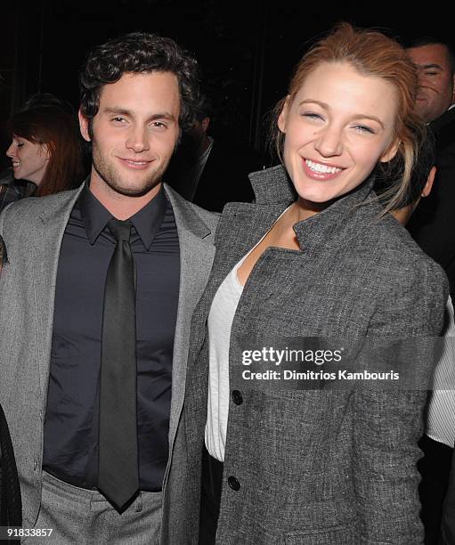 Penn Badgley and Blake Lively attend the after party for the premiere of "The Stepfather" at the Gramercy Park Hotel on October 12, 2009 in New York...