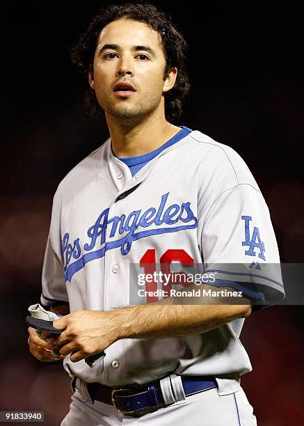 Andre Ethier of the Los Angeles Dodgers in Game Three of the NLDS during the 2009 MLB Playoffs at Busch Stadium on October 10, 2009 in St. Louis,...