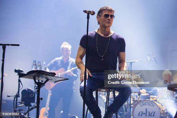 Morten Harket of A-ha performs at The O2 Arena on February 14, 2018 in London, England.