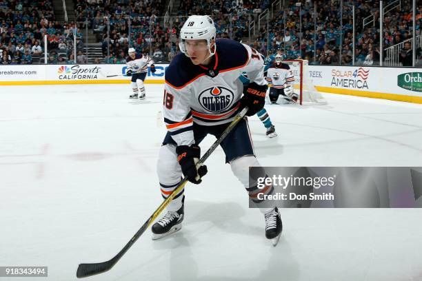 Ryan Strome of the Edmonton Oilers skates during a NHL game against the San Jose Sharks at SAP Center on February 10, 2018 in San Jose, California.