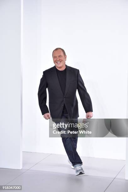 Designer Michael Kors walks the runway during the Michael Kors Collection Fall 2018 Runway Show at Vivian Beaumont Theatre at Lincoln Center on...