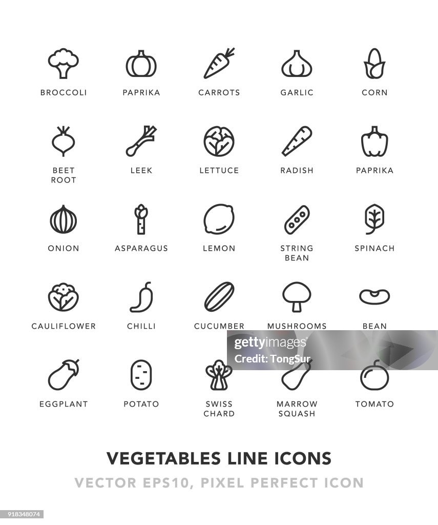 Vegetables Line Icons