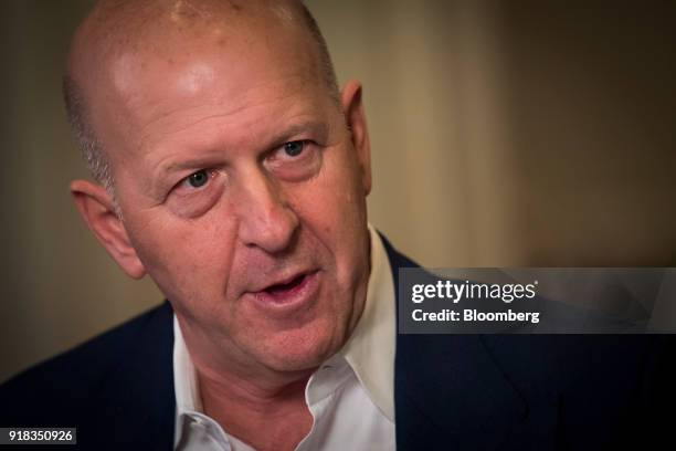 David Solomon, co-president and co-chief operating officer of Goldman Sachs Group Inc., speaks during a Bloomberg Television interview at the Goldman...