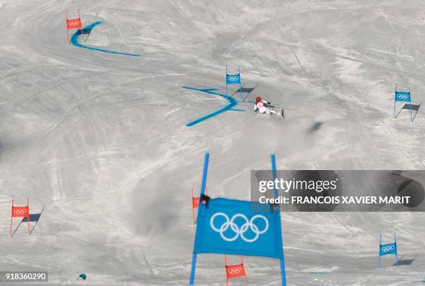 Austria's Stephanie Brunner competes in the Women's Giant Slalom at the Yongpyong Alpine Centre during the Pyeongchang 2018 Winter Olympic Games in...