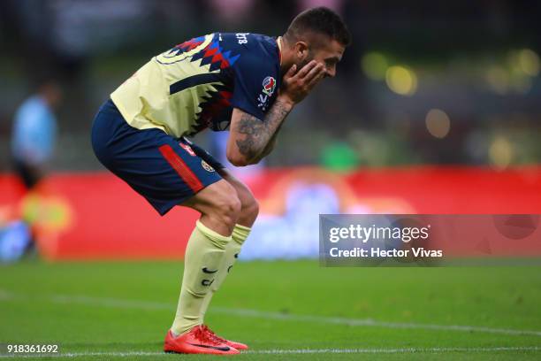 Jeremy Menez of America reacts during the 7th round match between America and Monarcas as part of the Torneo Clausura 2018 Liga MX at Azteca Stadium...