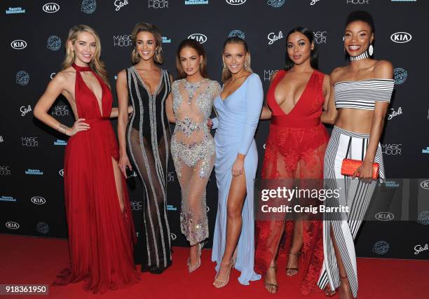 Models Olivia Jordan, Allie Ayers, Haley Kalil, Camille Kostek, Tabria Majors and Iyonna Fairbanks attends Sports Illustrated Swimsuit 2018 Launch...