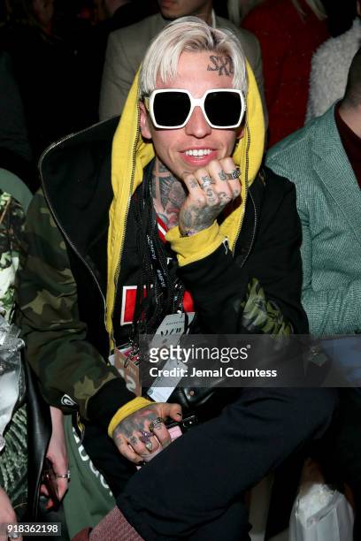Chris Lavish attends the Irina Vitjaz front row during New York Fashion Week: The Shows at Gallery I at Spring Studios on February 14, 2018 in New...