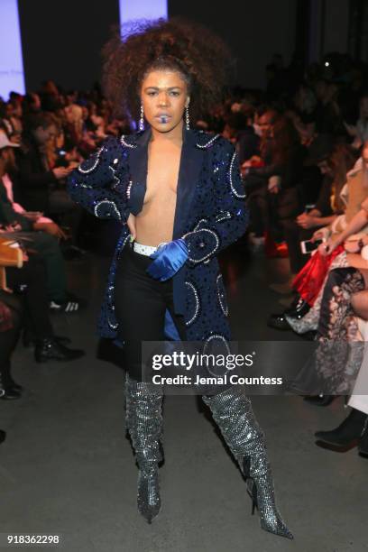 Madison Rose attends the Irina Vitjaz front row during New York Fashion Week: The Shows at Gallery I at Spring Studios on February 14, 2018 in New...