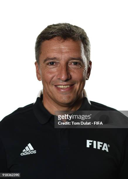 Jorge Larrionda poses for photographs during the FIFA Women's Referee Seminar on February 14, 2018 in Doha, Qatar.