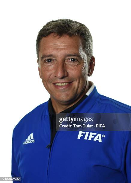 Jorge Larrionda poses for photographs during the FIFA Women's Referee Seminar on February 14, 2018 in Doha, Qatar.