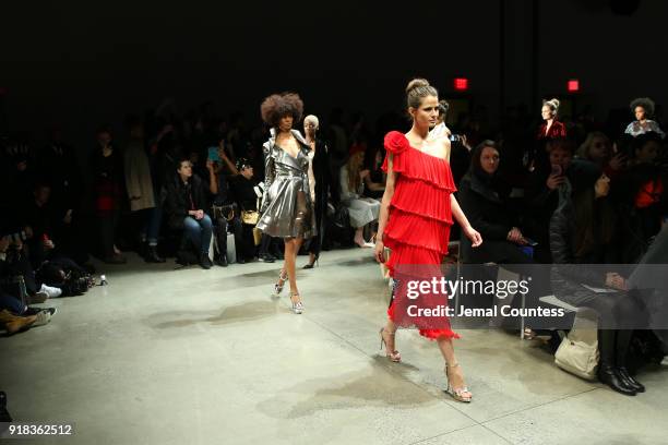 Sandrina Bencomo walks the runway in the Irina Vitjaz runway show during New York Fashion Week: The Shows at Gallery I at Spring Studios on February...