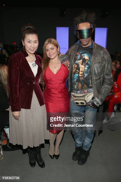 Julia King, Karen Koeningsberg and Andre Benton attend the Irina Vitjaz front row during New York Fashion Week: The Shows at Gallery I at Spring...