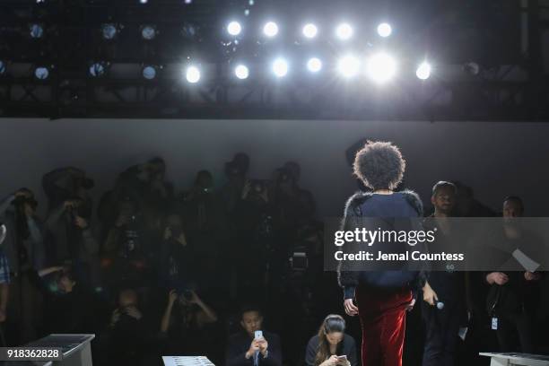 Models walk the runway during the Irina Vitjaz front row during New York Fashion Week: The Shows at Gallery I at Spring Studios on February 14, 2018...
