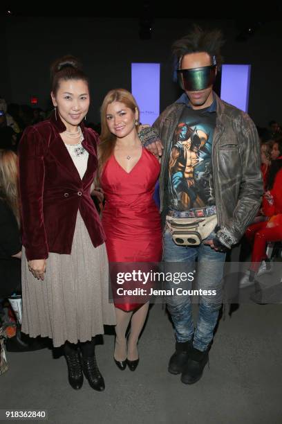 Jullia King, Karen Koeningsberg and Andre Benton attend the Irina Vitjaz front row during New York Fashion Week: The Shows at Gallery I at Spring...