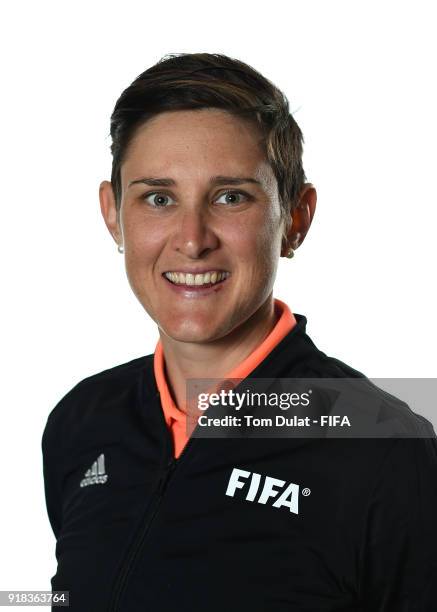 Kate Jacewicz of Australia poses for photographs during the FIFA Women's Referee Seminar on February 14, 2018 in Doha, Qatar.