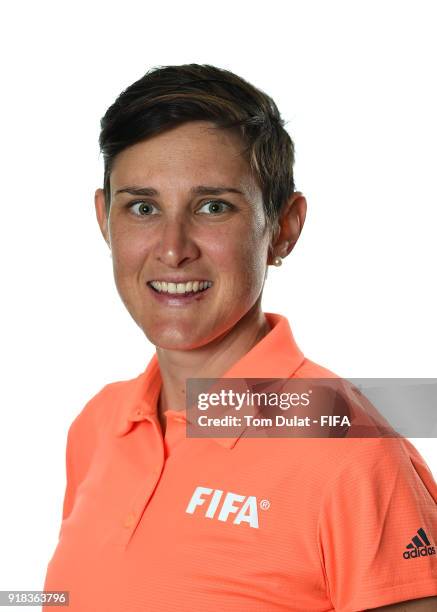 Kate Jacewicz of Australia poses for photographs during the FIFA Women's Referee Seminar on February 14, 2018 in Doha, Qatar.