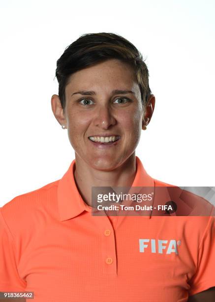 Kate Jacewicz of Australia poses for photographs during the FIFA Women's Referee Seminar on February 14, 2018 in Doha, Qatar.