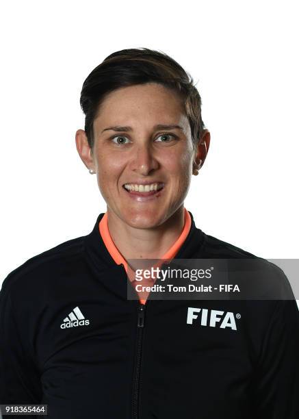 Kate Jacewicz of Australia poses for photographs during the FIFA Women's Referee Seminar on February 14, 2018 in Doha, Qatar.