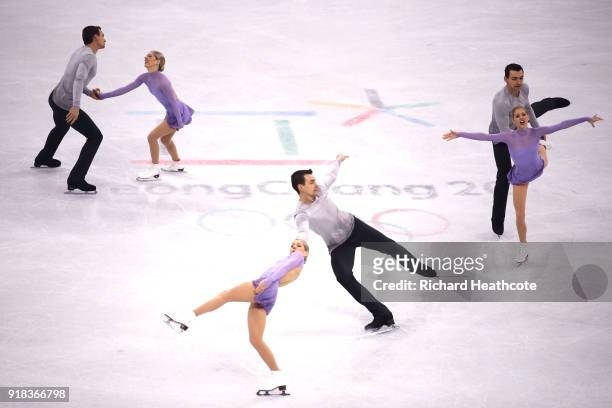 Alexa Scimeca Knierim and Chris Knierim of the United States compete during the Pair Skating Free Skating at Gangneung Ice Arena on February 15, 2018...