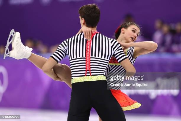 Anna Duskova and Martin Bidar of the Czech Republic compete during the Pair Skating Free Skating at Gangneung Ice Arena on February 15, 2018 in...