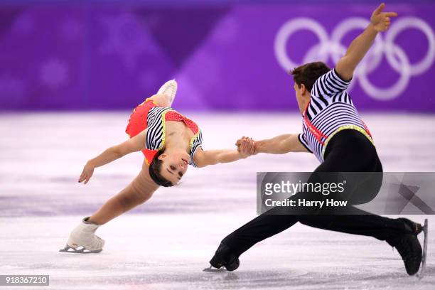 Anna Duskova and Martin Bidar of the Czech Republic compete during the Pair Skating Free Skating at Gangneung Ice Arena on February 15, 2018 in...