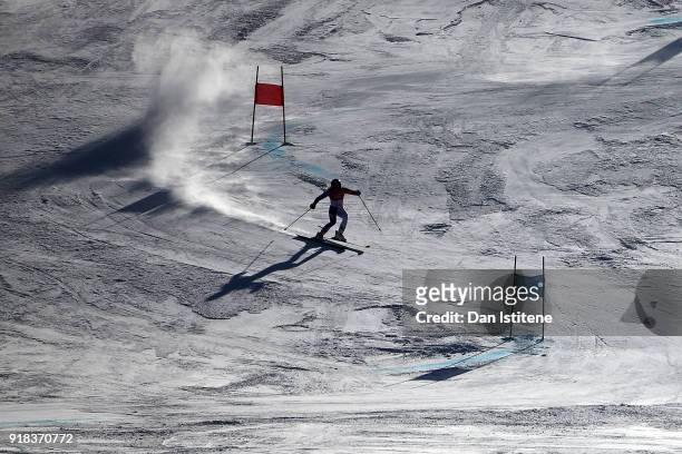 General view as Adeline Baud Mugnier of France competes during the Ladies' Giant Slalom on day six of the PyeongChang 2018 Winter Olympic Games at...
