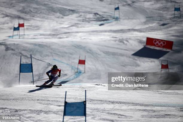 General view as Adeline Baud Mugnier of France competes during the Ladies' Giant Slalom on day six of the PyeongChang 2018 Winter Olympic Games at...