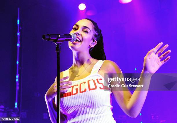 Jorja Smith performs on stage at the O2 Shepherd's Bush Empire on February 14, 2018 in London, England.