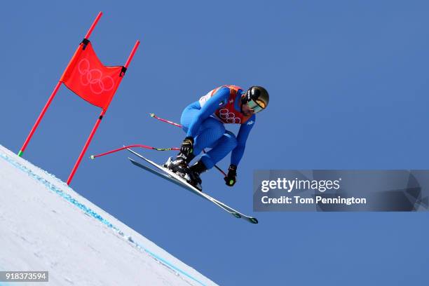 Dominik Paris of Italy makes a run during the Men's Downhill on day six of the PyeongChang 2018 Winter Olympic Games at Jeongseon Alpine Centre on...