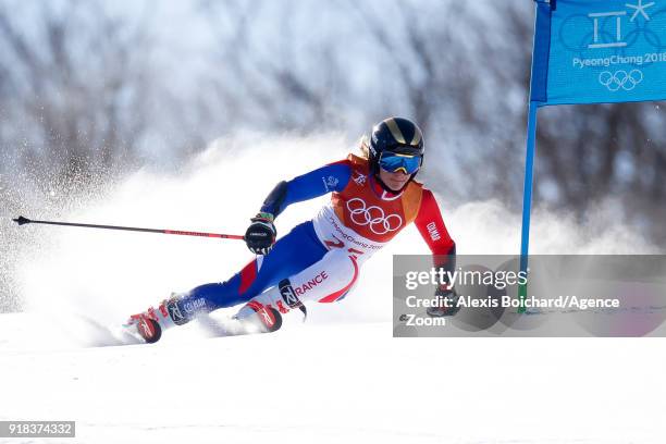 Adeline Baud Mugnier of France competes during the Alpine Skiing Women's Giant Slalom at Yongpyong Alpine Centre on February 15, 2018 in...