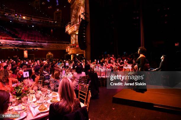 Vocalist and Broadway star Frenchie Davis attends the 2018 Dining with The Divas luncheon at The Apollo Theater on February 14, 2018 in New York City.