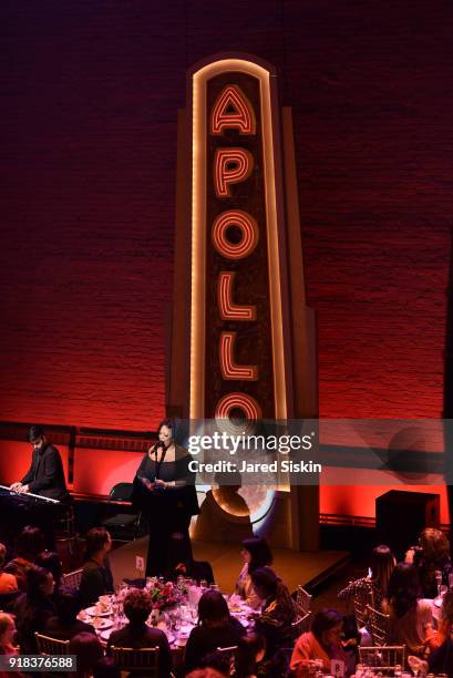 Vocalist and Broadway star Frenchie Davis attends the 2018 Dining with The Divas luncheon at The Apollo Theater on February 14, 2018 in New York City.