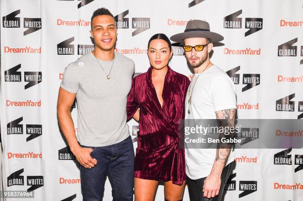 Professional football player Dale Moss, model and fitness coach Mia Kang and actor Nico Tortorella attend DreamYard hosts Bronxwrites' Poetry Slam...