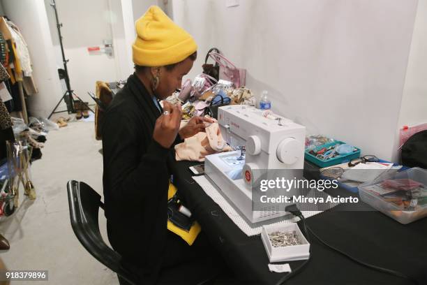 View of backstage at the Maryam Nassir Zadeh fashion show during New York Fashion Week on February 14, 2018 in New York City.