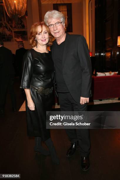 Juergen Prochnow and his wife Verena Prochnow Wengler during the Freundeskreis-Dinner at Restaurant Grace in the Hotel Zoo on February 14, 2018 in...