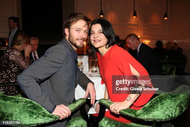 Andreas Pietschmann and his wife Jasmin Tabatabai during the Freundeskreis-Dinner at Restaurant Grace in the Hotel Zoo on February 14, 2018 in...